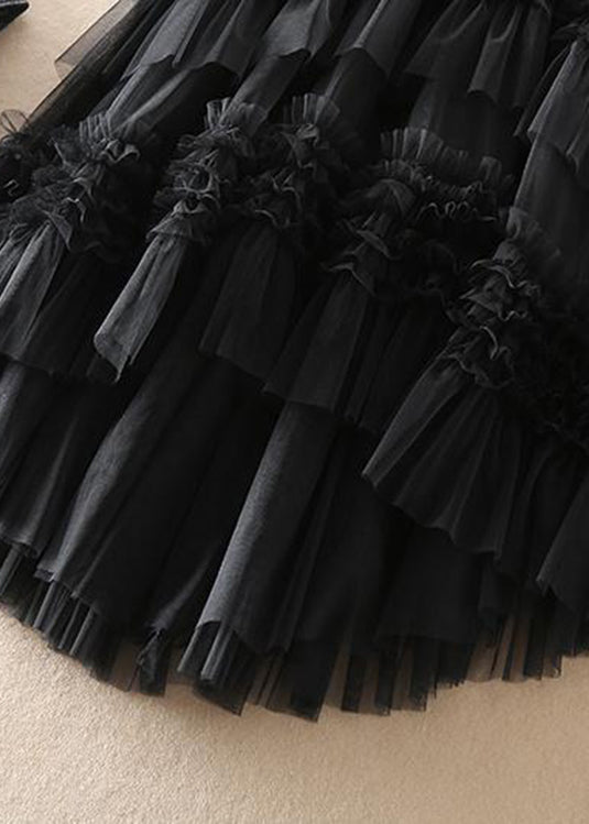 Beautiful Khaki asymmetrical design Tulle Tiered Skirt