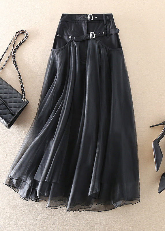 French Grey fashion Patchwork Tulle Skirts