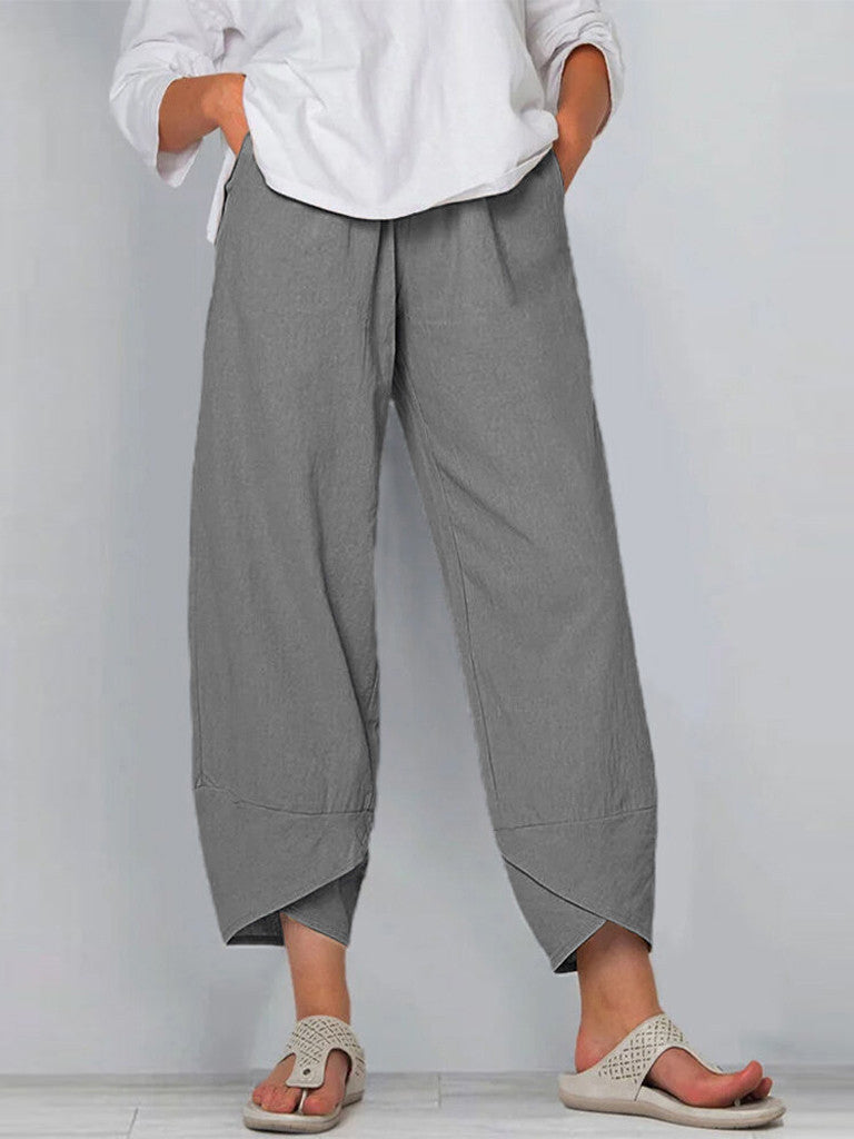 Solid Color Simple Casual Ankle Pants